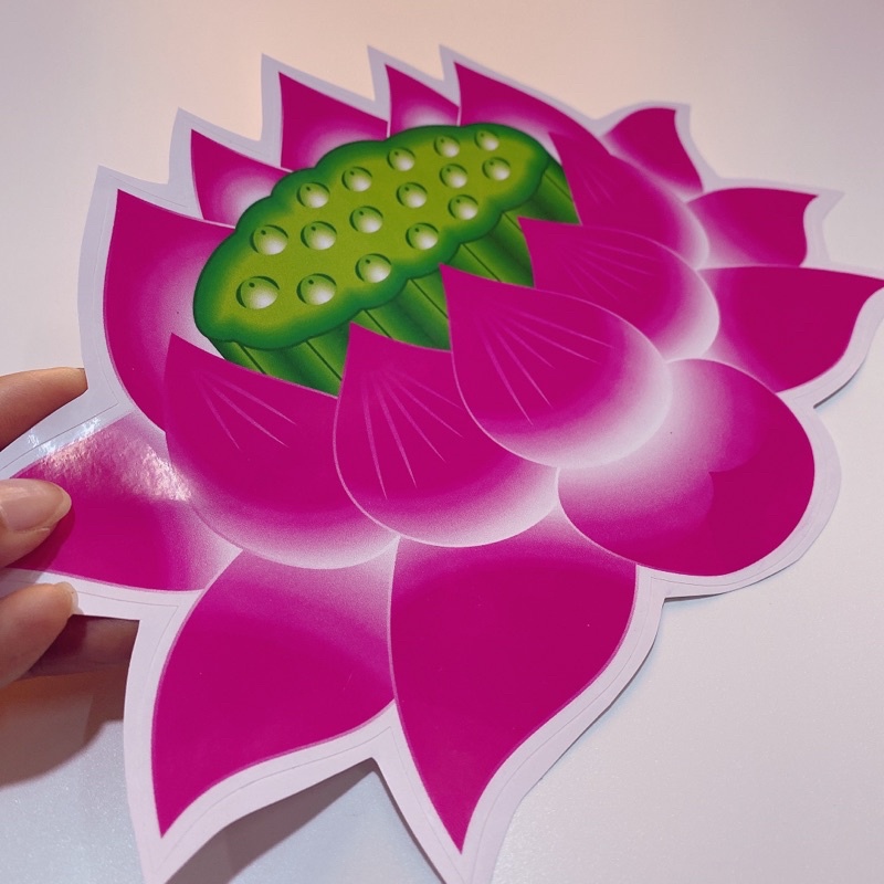 Decal tem dán in bóng size lớn hình đài sen, hoa sen, chữ Phật cao cấp dán xe máy, ô tô, chống thấm nước, chống bay màu