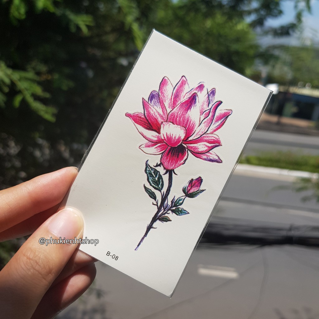 Hình xăm dán tattoo hoa b08 yf271.Xăm dán tatoo mini tạm thời, size &lt;10x6cm