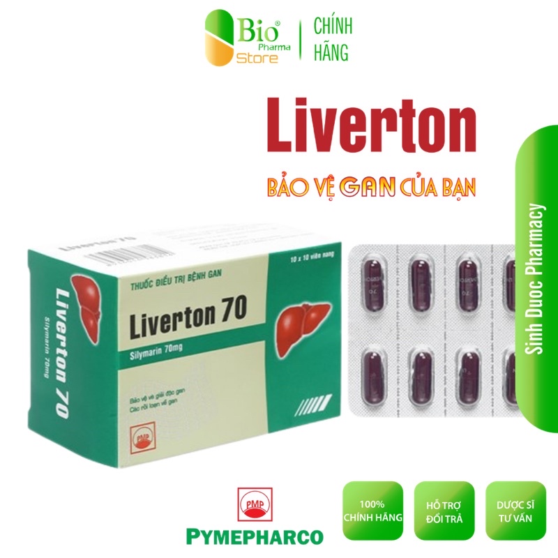 Viên uống bảo vệ gan - LIVERTON 70MG (Hộp 70 Viên) - Silymarin giúp giải độc gan, gan nhiễm mỡ