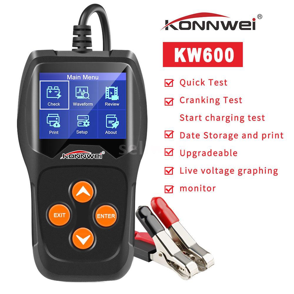 S&W KONNWEI Professional Car Battery Tester  on Cranking System, Charging System 100-2000 CCA 220AH Auto Battery