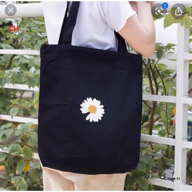 [FREESHIP ĐƠN TỪ 50K] [Túi tote] Túi vải hoa cúc in trắng vàng COH0320