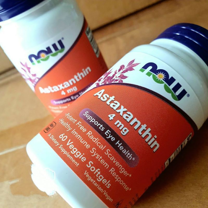 ASTAXANXIN viên chống oxy hoá Trẻ hoá cơ thể chống lão hoá NOW Astaxanthin 4mg