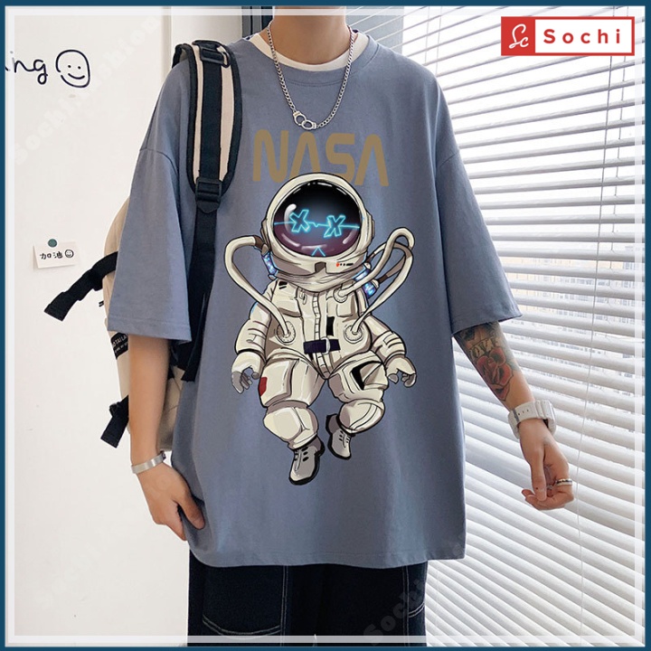 Áo thun tay lỡ nam nữ chất phông from rộng unisex, thời trang in hình Nasa mã NTL111