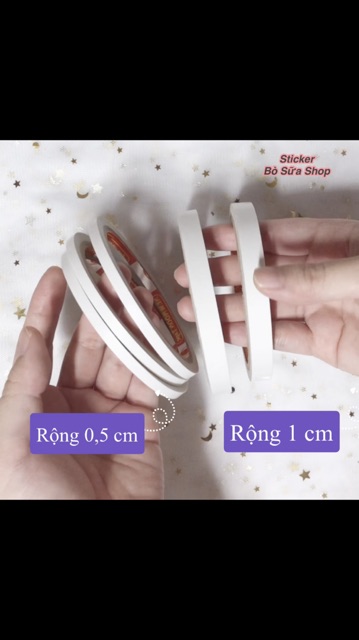 Băng keo 2 mặt rộng 0.5 cm và 1 cm