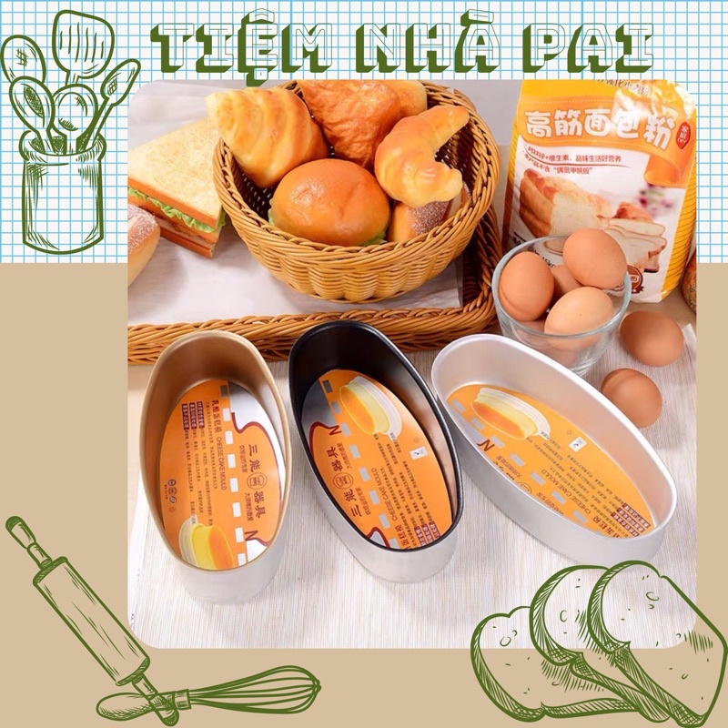 Khuôn bánh oval cheese cake chống dính chính hãng Sanneng