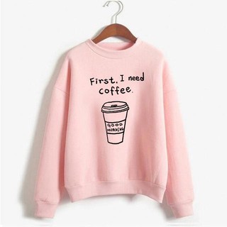 Áo Sweater Cổ Chui In I NEED COFFEE