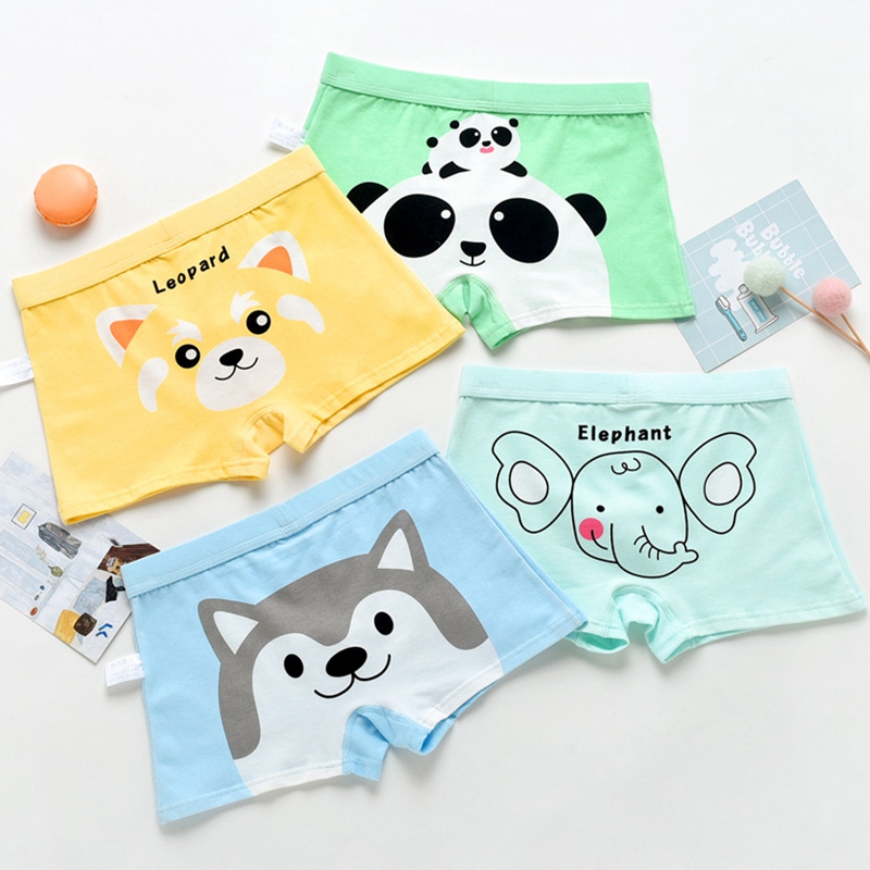 Quần Lót Boxer Vải Cotton In Hoạt Hình Dễ Thương Cho Bé Trai 6-11 Tuổi