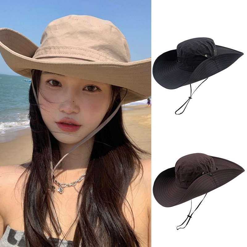 Mũ Cao Bồi Dây Rút Vành Rộng Kiểu Cao Bồi Hàn Quốc Cá Tính