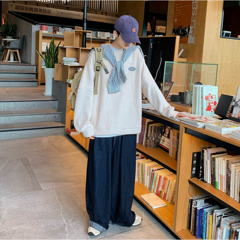 dáng rộng kẻ sọc thời trang Hàn，áo sweater nam nữ form trơn đủ màu chất liệu nỉ bông mềm tay dài siêu đẹp