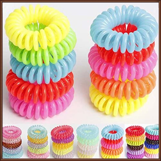 Set 100 Dây Cột Tóc Dạng Xoắn Ốc Màu Sắc Kẹo Ngọt Chống Thấm Nước