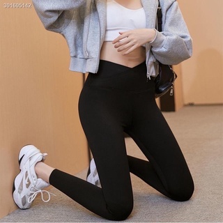Quần Legging cạp chéo đen trơn ôm bụng tôn dáng