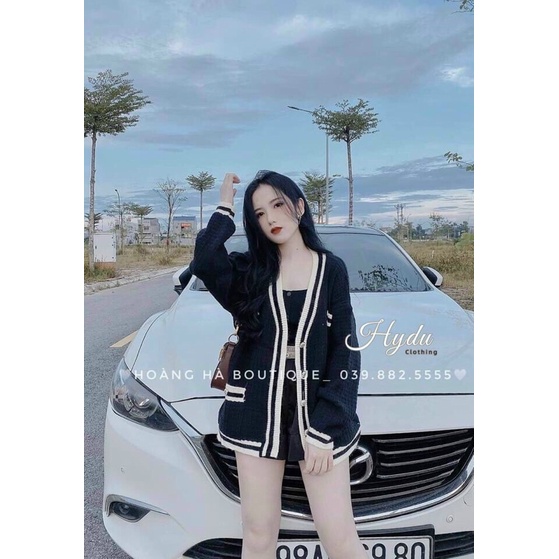 khoác cardigal hot hot 2 màu đen trắng rẻ nhất shopee cam kết loại 1