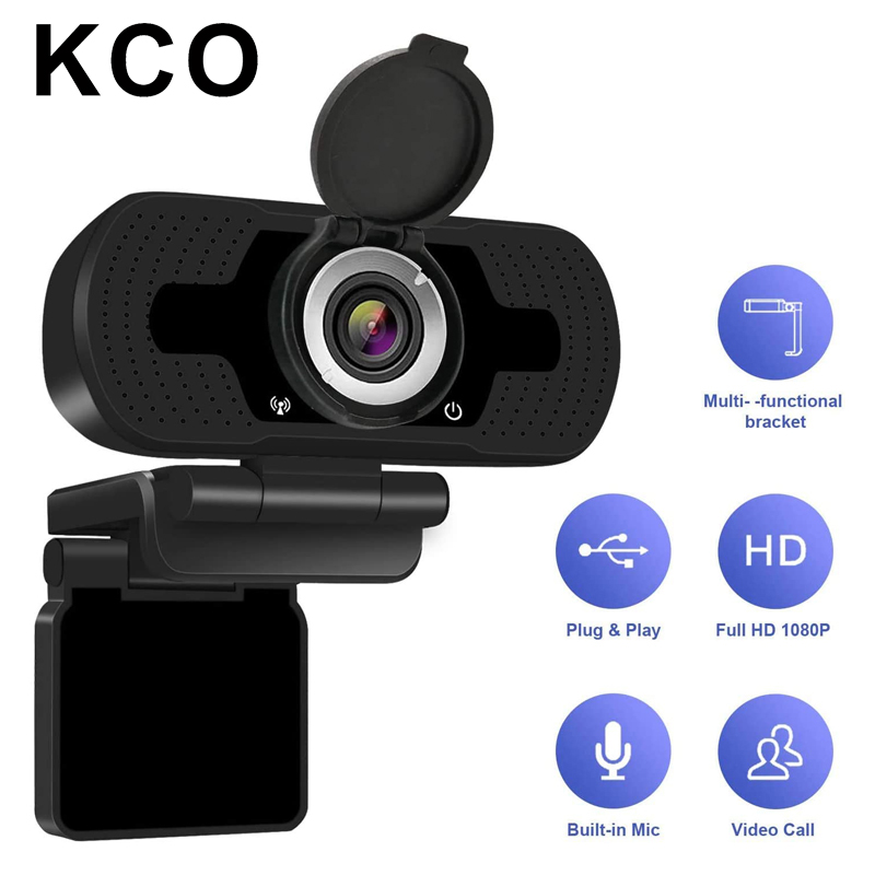 Webcam KCO KW88 mini độ phân giải 1080p HD tích hợp mic điều chỉnh góc rộng 90 độ cho laptop/máy tính bàn để bàn/video