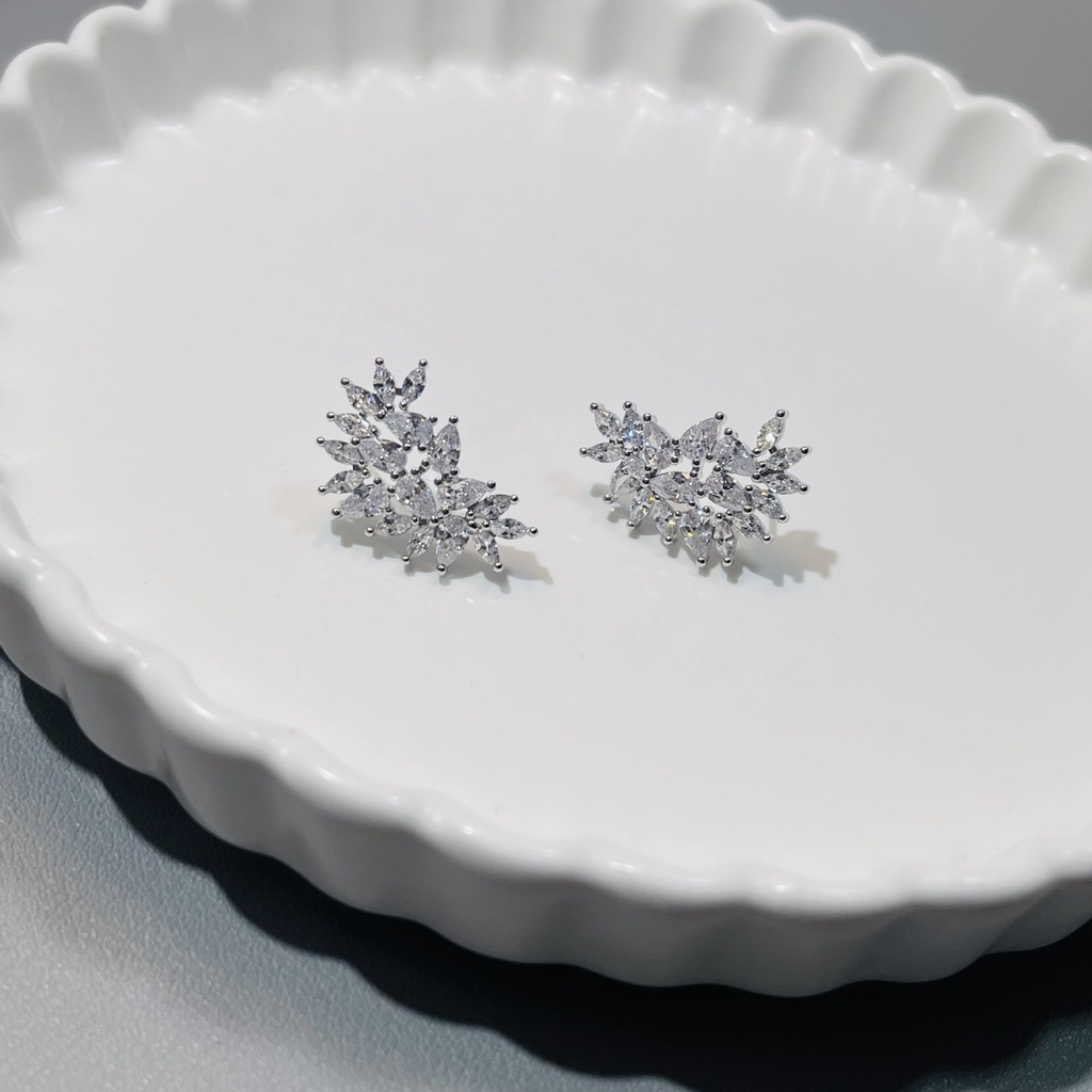 Bông Tai Mạ Bạc 925 Đính Kim Cương Toàn Diện Cao Cấp Thời Trang 2022