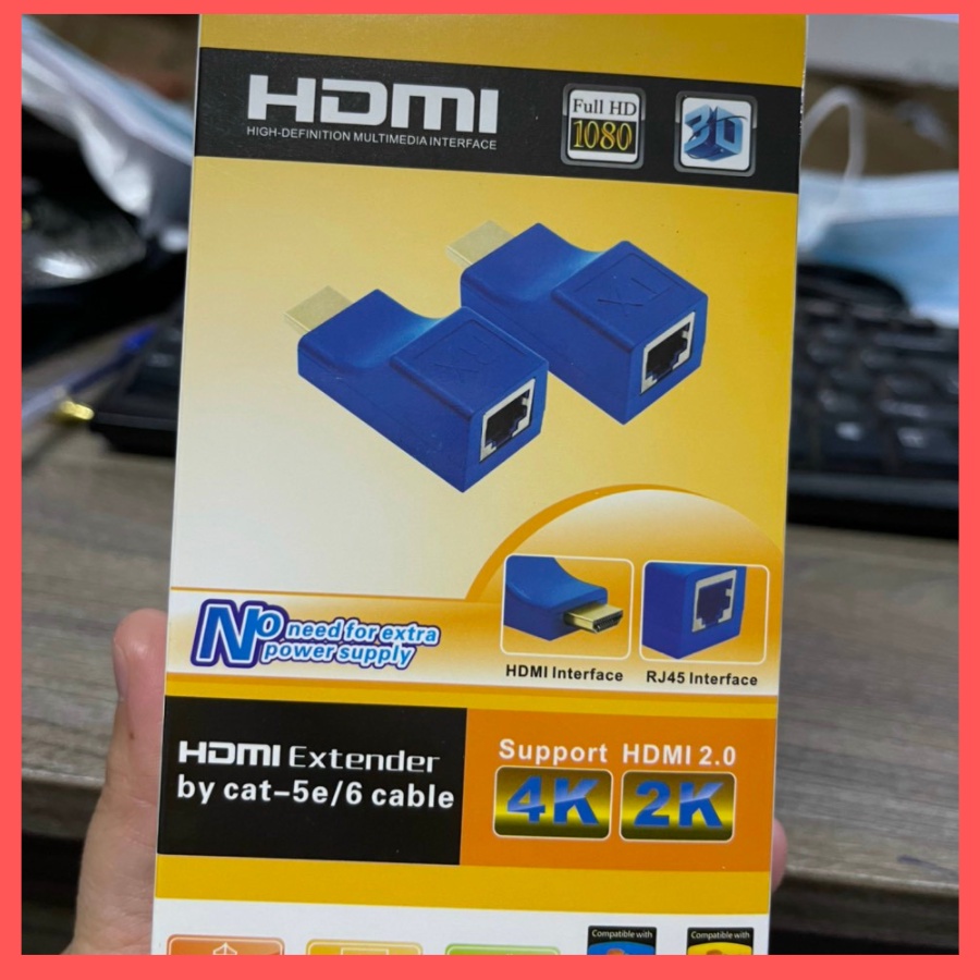 Bộ kéo dài HDMI Extender 30m, qua cáp mạng Cat5E,6 chuẩn RJ45 ECOBA