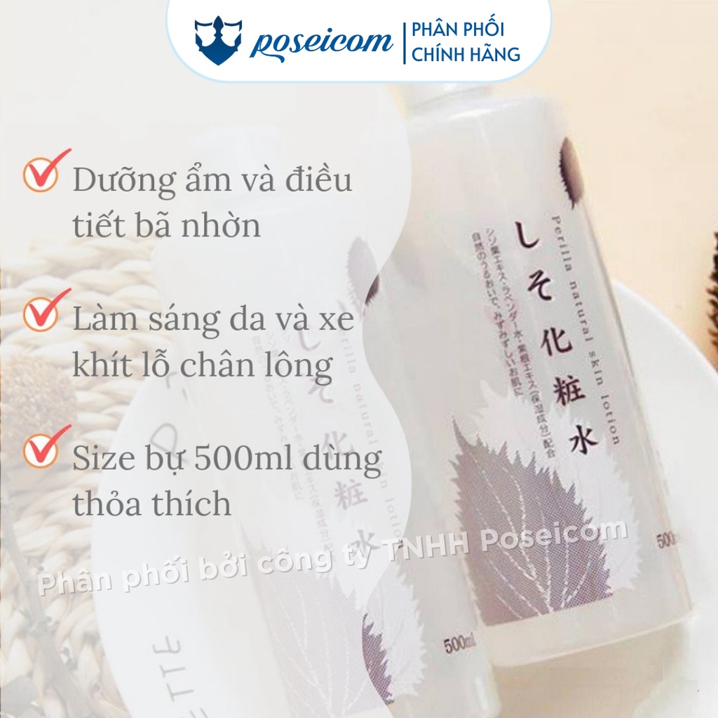 Nước Hoa Hồng Diếp Cá Tía Tô Dành Cho Da Dầu Mụn Toner Chinoshio Dokudami Natural Skin Lotion Nhật Bản 500ml