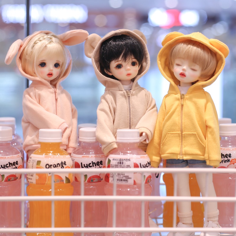 Áo Khoác sweater Có Mũ Trùm Hình Gấu Mặc Áo Khoác tutu Cho Búp Bê 1/6 DC6016 BJD 1/6