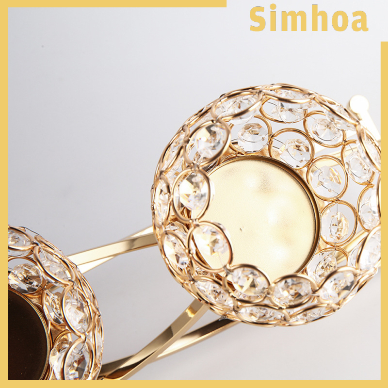 [SIMHOA]3 Arms Gold Crystal Candle Holders for Home Table Buffet Cabinet Decor