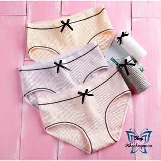 Quần lót nữ cotton gân tăm viền đen phối nơ xinh có chọn màu chọn size QL03