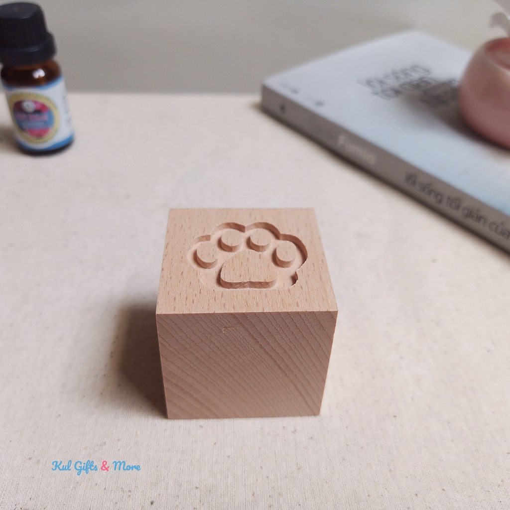 Phụ kiện tinh dầu: Khối gỗ vuông chân chó mèo, ô vuông...khuếch tán tinh dầu tự nhiên kt 4cmx4cm