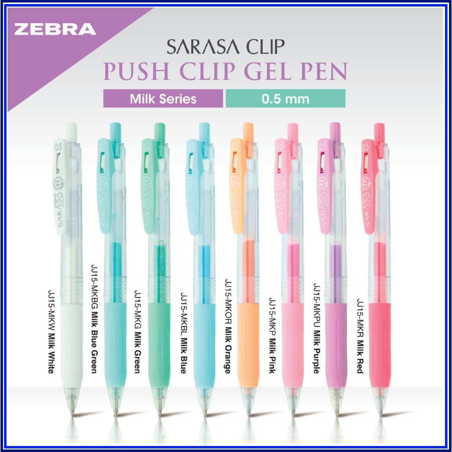 Bút gel Zebra Sarasa clip 0.5 mm Pastel Color (bán lẻ)