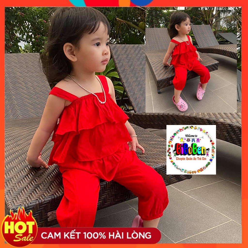 Bộ hai dây đũi lụa bèo quần alibaba cho bé gái