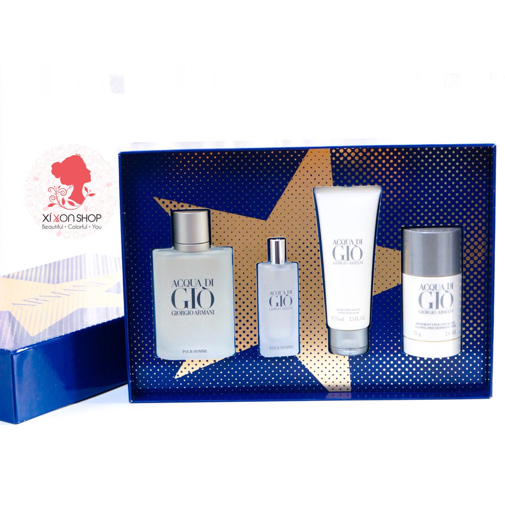 BỘ QUÀ TẶNG NƯỚC HOA, LĂN KHỬ MÙI & KEM CẠO RÂU GIORGIO ARMANI ACQUA DI GIO 100ML