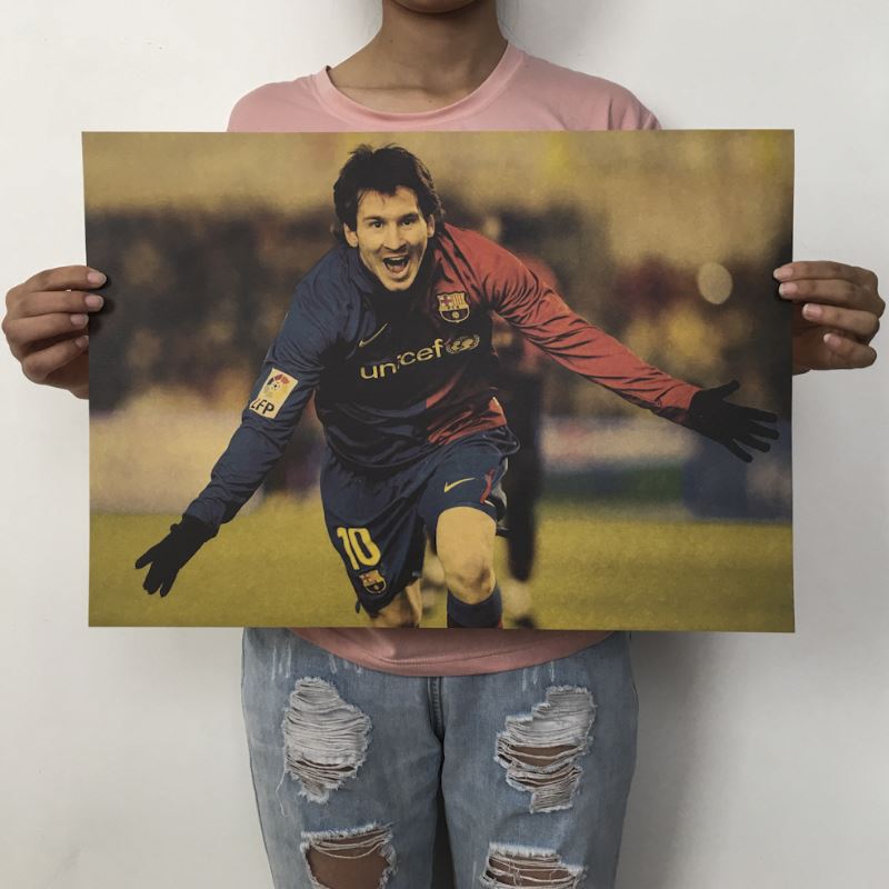 1 Tấm Áp Phích Dán Tường Hình Cầu Thủ Bóng Đá Messi Bec Beckham