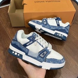 Giày Sneaker LV Trainer Denim | Sneaker LV Trainer Vải Bò Siêu cấp