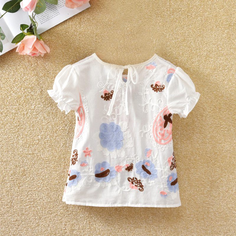 Áo Thun Tay Ngắn Bằng Vải Cotton In Hoa Thời Trang Mùa Hè Dành Cho Bé Gái Se7en