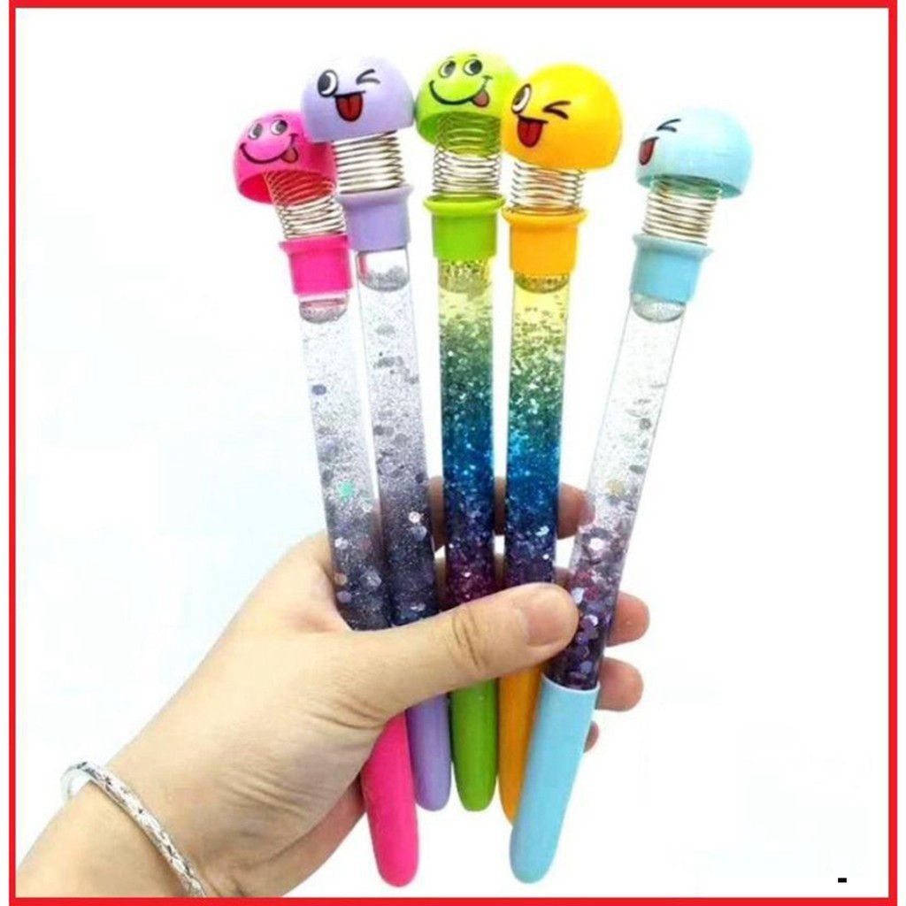 Bút Nước Nhũ Mặt Cười Emoji - BÚT BI NƯỚC EMOJI LÒ XO CỰC HOT, CỰC CUTE, BẮT KỊP TREND