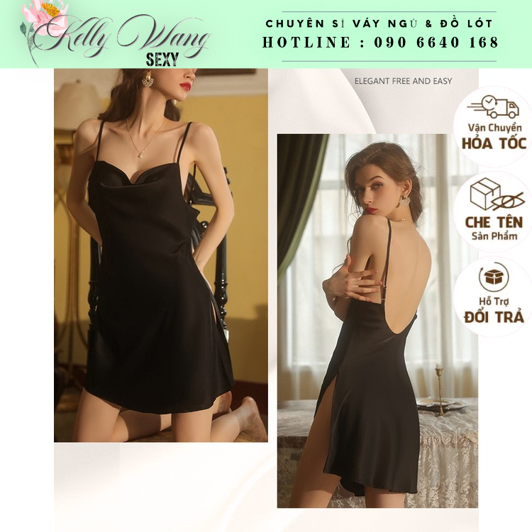 SX 852 -  váy ngủ lụa cổ đỗ lưng sexy - đầm ngủ cao cấp -KELLYWANG