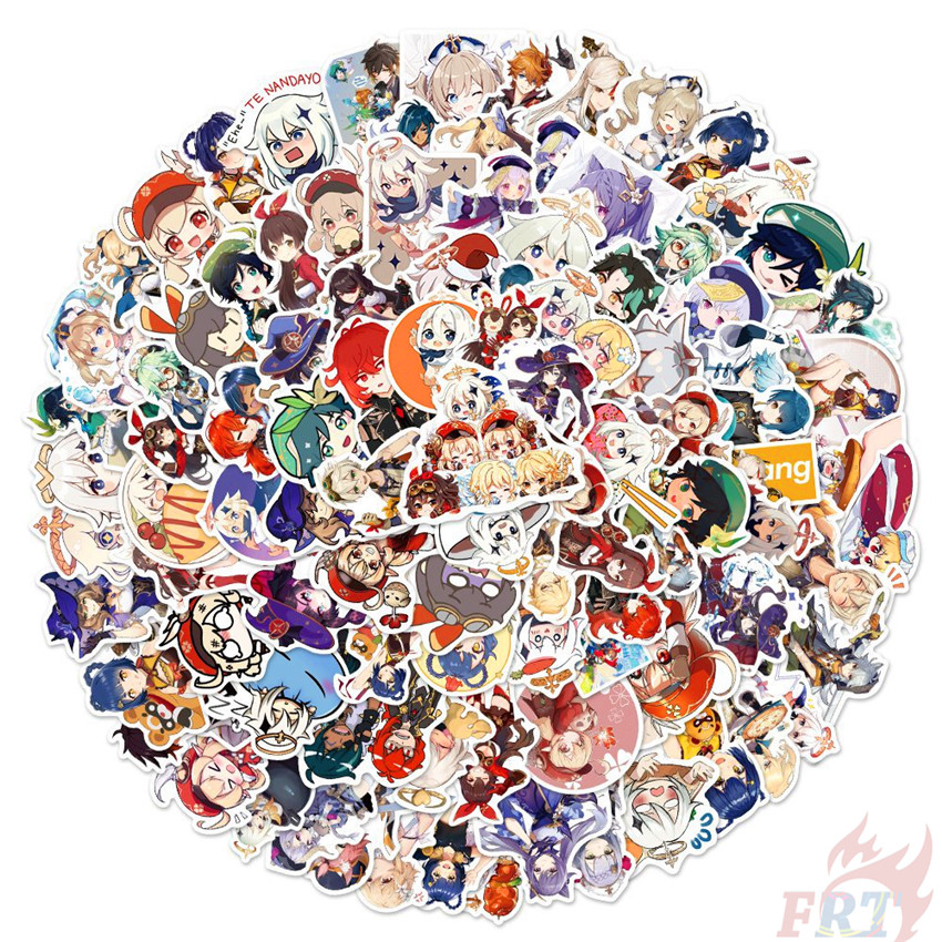 Set 100 nhãn dán Genshin Impact để trang trí vali/ máy tính xách tay/ ván trượt