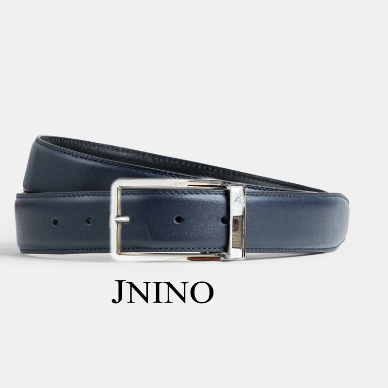 [DA THẬT] thắt lưng nam da mastootro dây hai màu, đầu hai chiều Jnino (khắc theo yêu cầu)
