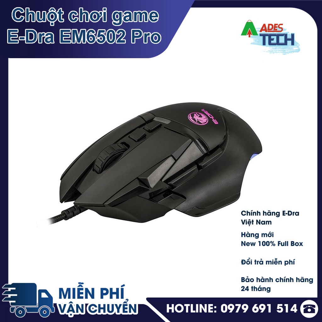 Chuột Gaming Có Dây EDRA EM6502 , EM6502 PRO  RGB LED, Chính Hãng - BH 2 Năm