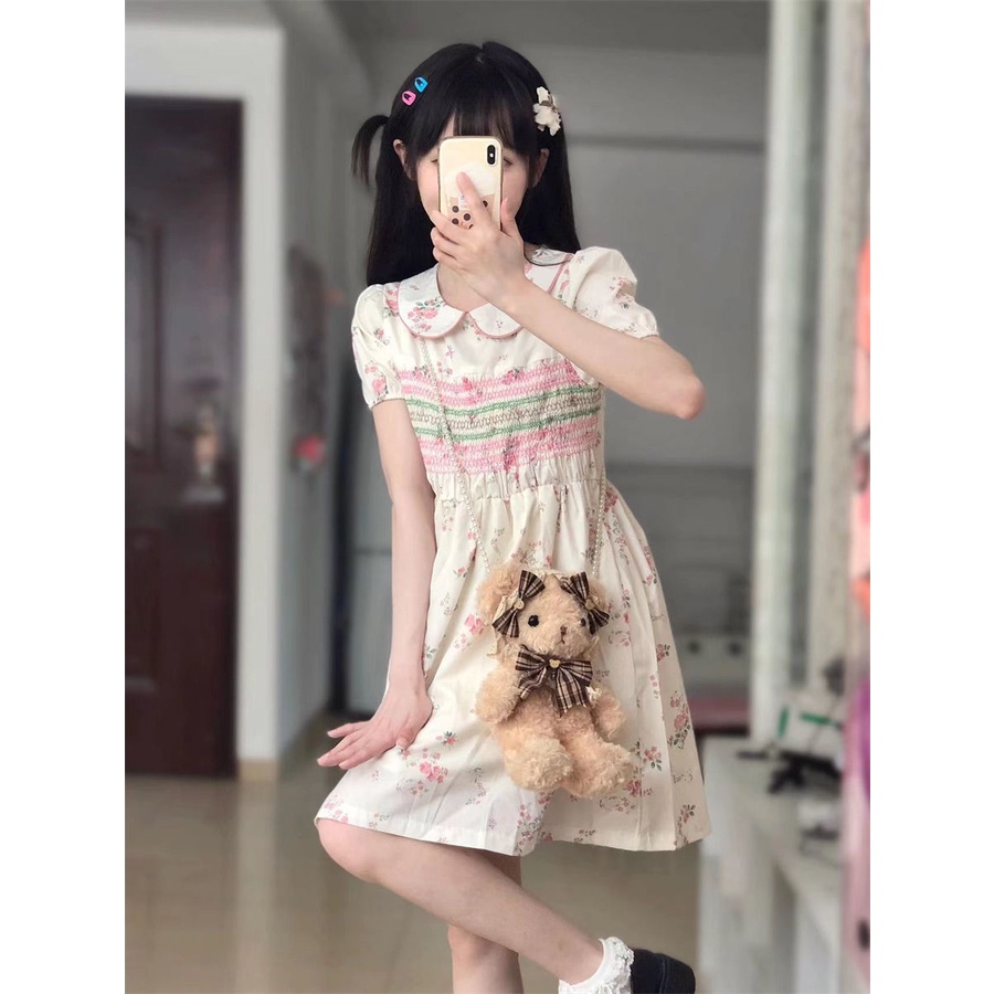 Đầm Chữ a Cổ Búp Bê Tay Phồng Dáng Rộng Mềm Mại Thời Trang Mùa Hè Xinh Xắn Cho Nữ
