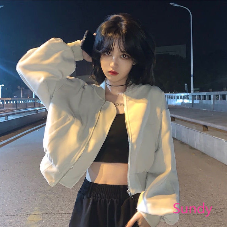 Áo Khoác Tay Dài Dáng Rộng Plus Size Màu Trơn Đơn Giản Phong Cách Hàn Quốc Cho Nữ