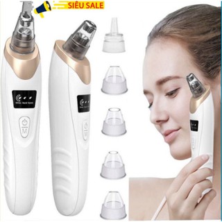 Máy Hút Mụn Đầu Đen Làm Sạch Lỗ Chân Lông Màn hình led, Sạc Pin [ 5 Đầu Hút]