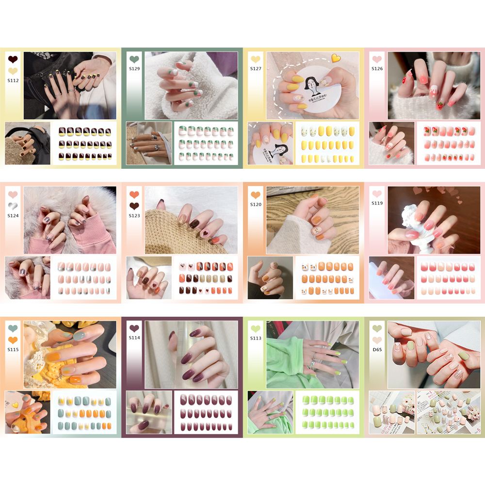Set 24 Móng Tay Giả Ngắn/Dài Độc Đáo