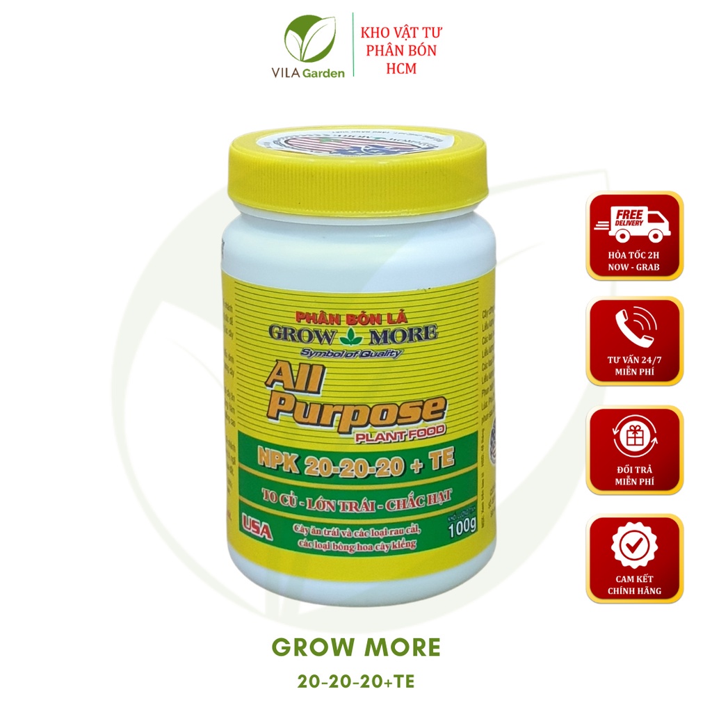 Phân bón lá Growmore 20-20-20 +TE 100g