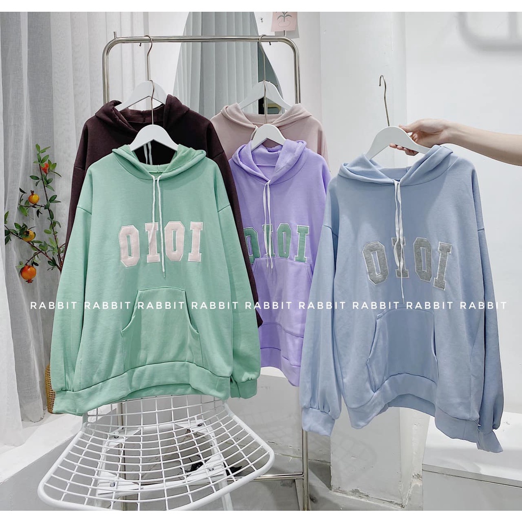 Áo nỉ hoodie OiOi màu pastel phong cách Hàn Quốc