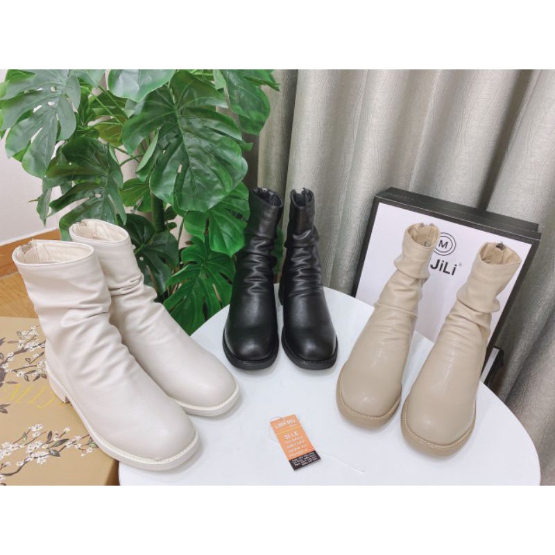 boot nhăn cổ ngắn