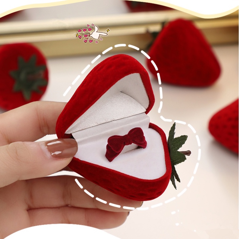 Hộp Đựng Nhẫn Cưới / Đính Hôn Đính Nơ Đỏ Phong Cách Hàn Quốc Thời Trang Cho Nữ