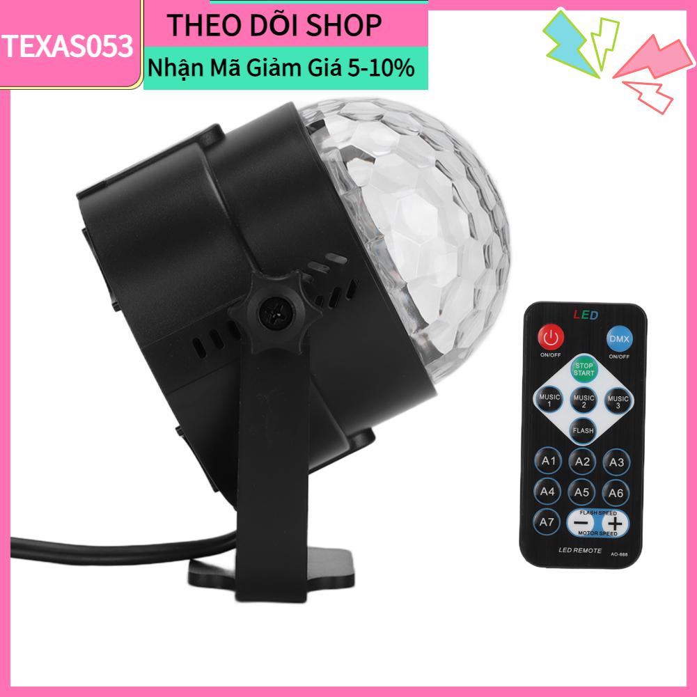 Texas053 Đèn vũ trường 7 màu Âm thanh LED kích hoạt Ánh sáng hình mờ với điều khiển từ xa cho các bữa tiệc tại nhà KTV Club 100-240V