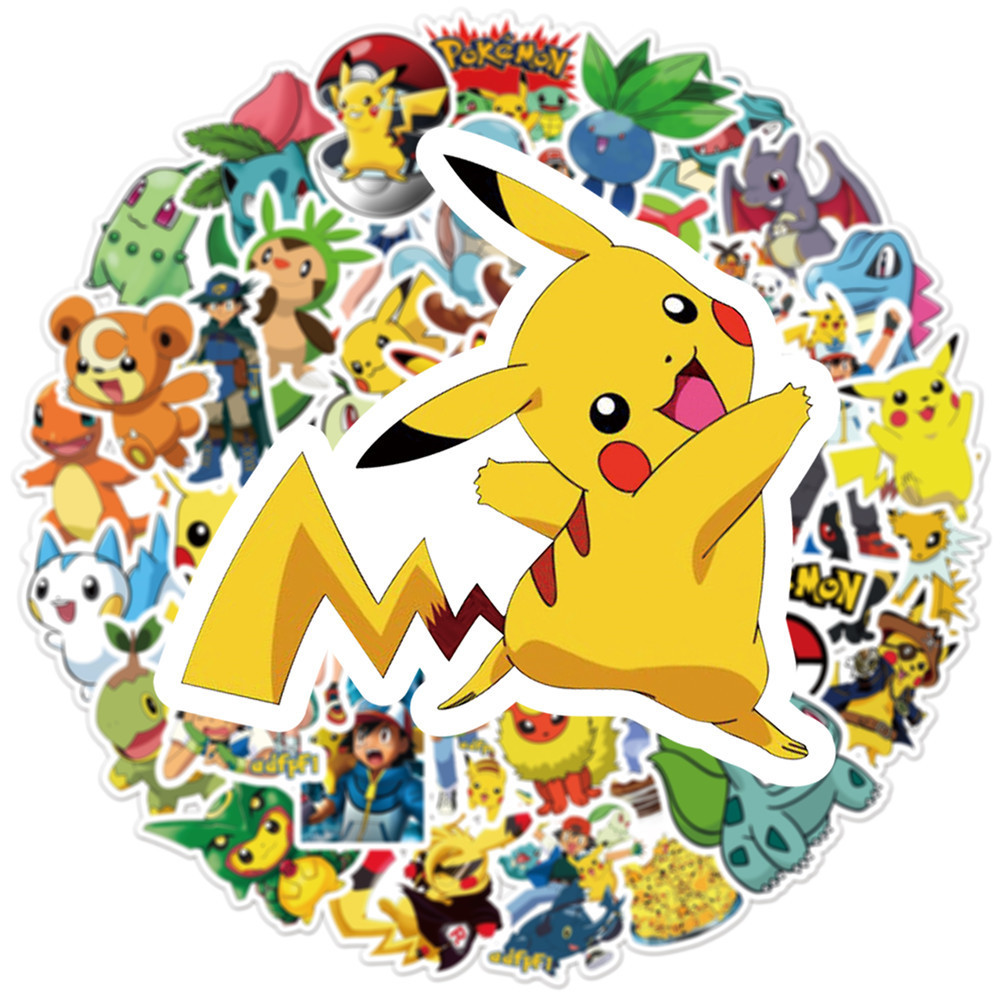 Y&P| Bộ 50 nhãn dán họa tiết hoạt hình Pokémon