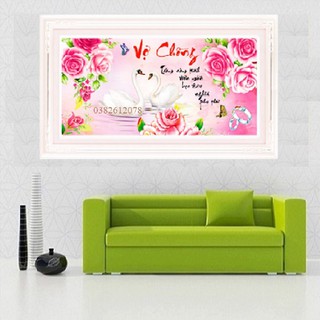TRANH THÊU CHỮ THẬP VỢ CHỒNG TRANH CHƯA THÊU LV3111 KT 75*40CM