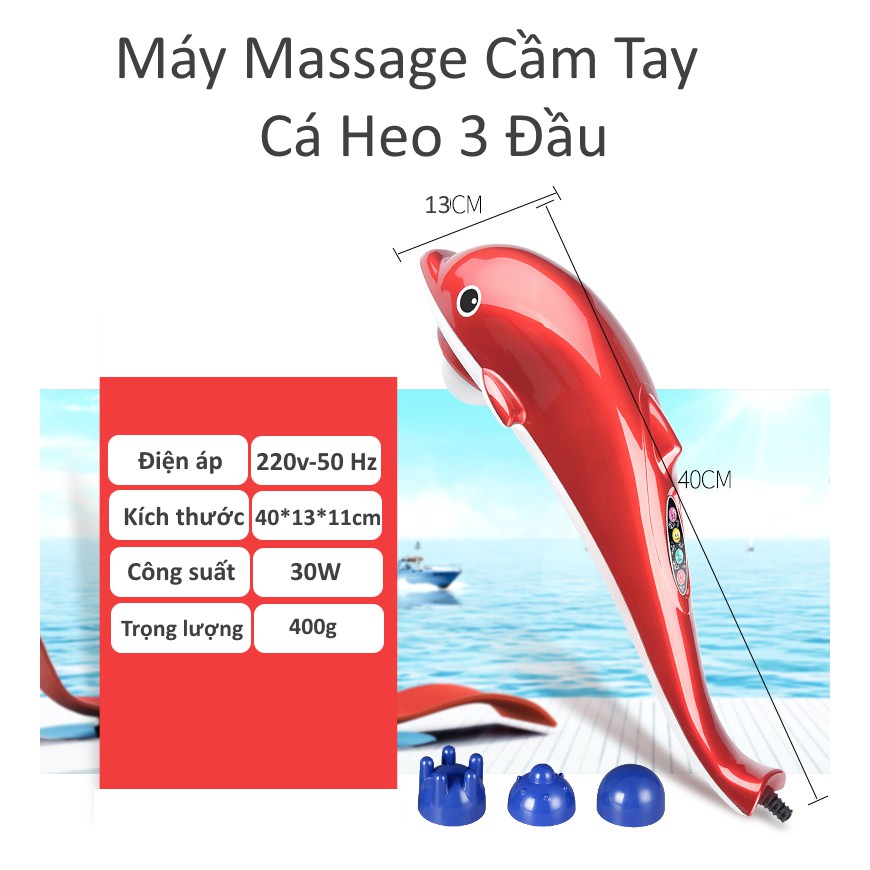 [FREESHIP] Máy Massage Cá Heo 3 Đầu (Size Lớn)