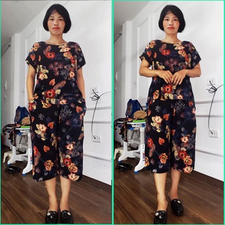 Bộ đồ ngủ trung niên - đồ bộ đi chơi trung niên lanh ống sớ rộng lửng