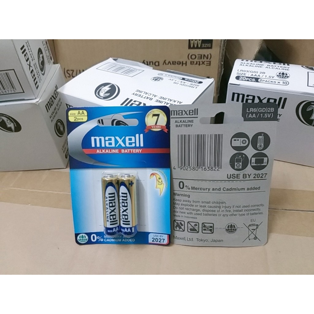 [CHÍNH HÃNG] Vỉ 2 viên Pin AA, AAA Maxell Alkaline 1.5V