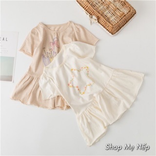 Váy đuôi cá cotton hữu cơ khô thoáng, thấm hút mồ hôi tốt cho bé gái mặc hè